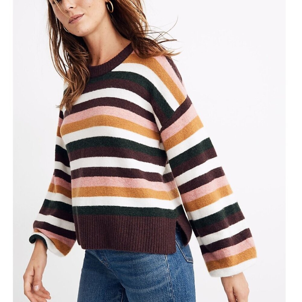 Madewell Striped Payton Pullover Sweater in Coziest Yarn Size X-Small‎